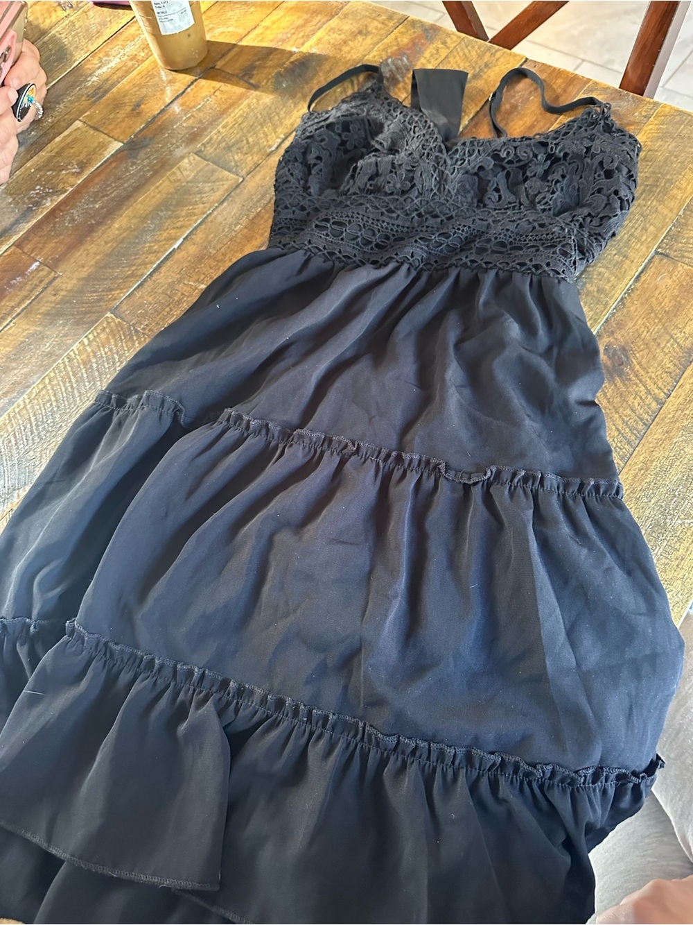 Amazon Black Lace tie back Mini Dress